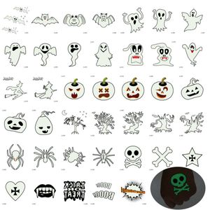 40PCS Lysande S skämt Ghost Taty Spider Fake Pumpkin Häxa Glödande I Mörk Tillfälligt Tatuering Klistermärkear Kids Body Art