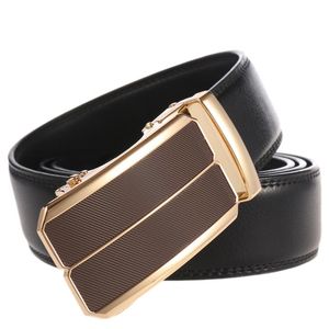 Bälten Fange Men Belt Leather Automatisk spänne Högkvalitativ manlig mode Jeans-kedja Stretch Solid Luxury Bland Black FG3103-5