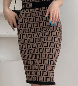 Womens knit Dresses Skirt Elegant Chain Letter Party Dress Women's Fashion Half-length Solid Color Knit Step Package Hip Short Size S-XL