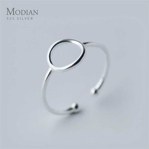 High Quality 100% 925 Sterling Silver Classic Round Finger Rings for Women Simple Geometric Free Size Ring Jewelry Gift 210707