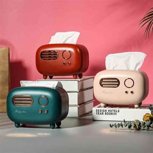 Retro Tissue Box Plastic Radio Model Desktop Paper Holder Wet Baby Wipes Storage Napkin Organizer Home Tool 210818