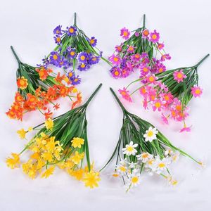 Flores decorativas grinaldas de flores artificiais plásticas margaridas silviais decoração de jardim de fora do jardim, festa de casamento falsa