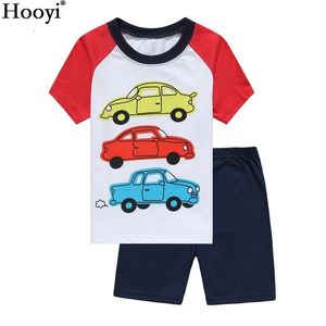 Yaz Erkek Pijama Suits Çocuk Giysileri 2-Parça Setleri Çocuklar Pijama Bebek Pijamas T-shirt Şort Giyim% 100% pamuk 210413