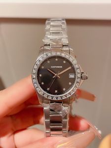 Naturvit Pearl Watch Watch Vattentät Rostfritt Stål Kvarts Kvinnor Geometrisk Diamond Klockor Ladies Klocka 30mm