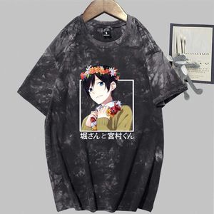 堀のさんから宮村くんの熱いアニメ半袖ラウンドネックネクタイ染料カジュアルTシャツY0809