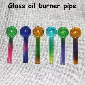 10 cm colorido pyrex queimador de óleo fumar tubo 2mm tubos de vidro espessura 25mm cadas de bola de 25mm para plataformas de bongos de água ferramentas de bolha