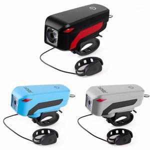 Bike Lights T6 Bright USB Rechargeable Light Bicycle Front Headlight With 5 Sound Modes Electric Horn For Cycling Riding
