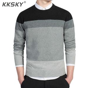 Casual Men's Sweater Long Sleeves Pullover Men O Neck Stripped Mens Sweaters Pullovers Knitting Pull Homme Autumn Coats M-3XL Y0907