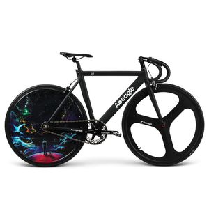 Yıldız Desen 700C Alüminyum Alaşım Çerçeve Seti Fikstür Dişli Bisiklet Pisti Bisiklet Bisiklet Magnezyum Alaşım Tekerlek Seti Freeheel Cycles
