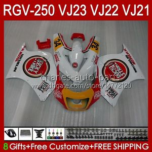 OEM-kropp för SUZUKI RVG250 250CC VJ 23 RGV250 SAPC VJ23 Cowling RGV-250CC 1997 1998 Lucky Yellow Bodywork 107HC.65 RGVT-250 RGVT RGV 250 CC RGV-250 Panel 97 98 Fairing Kit