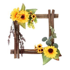 Dekorative Blumenkränze, künstlicher Sonnenblumenkranz, Wanddekoration im Landhausstil für die Haustür