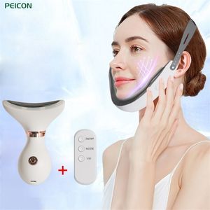 Face Lift Devices V-Line Up Lift Belt Electric Massager EMS Face Shaping Slimming Double Chin Reducer LED Pon Therapy 220301