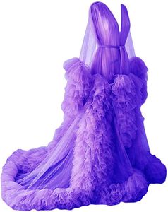 Chic Ruffle Evening Dresses Mother and Daughter Tulle Robe Maternity for Women Sheer Long Nightgown Puffy Bathrobe to Photo Shoot