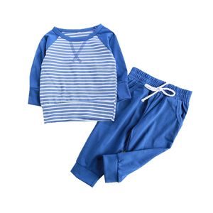 Conjuntos de ropa Baby Niños 0-24m Born Boy Ropa rayada Lindo Pullover Top y Pantalones Setfits Set 1551 B3