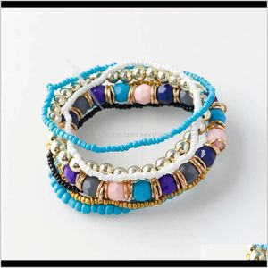 Urok bransoletki biżuteria Dostawa 2021 B095 Czeski w stylu krajowym koralikowatym koralikiem koralika ryżowa mieszana kolorowa bransoletka tzlma
