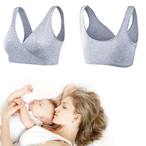 Women Underwear Sleeping No Underwire Pull Up Nursing Removable Inserts Cotton Blend Seamless Solid Sports Maternity Bras Y0925