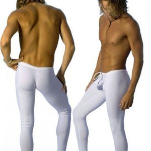 Masculino ttght-encaixe calças básicas legging cor sólida 100% algodão longo johns fácil cuidado anti-winkle 211211