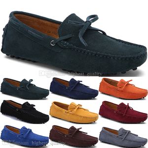 177 Nova Moda Mens Casual Sapatos De Couro Estilo Britânico Primavera Casal Genuine Ervilhas Scrub Homens Drive Lazy Man Overshoes Ao ar livre Confortável Respirável Black Yellow