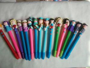 Ballpoint Pens Santa Claus Cartoon Soft Pottery Pen Cute Creative Kids Prizes Stationery Polymer Clay Gifts Can Logo
