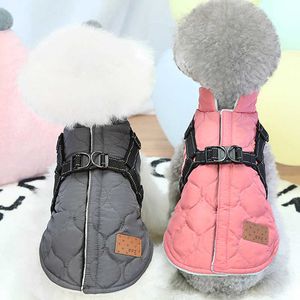 Varm hundkläder Vinter för små hundar Yorkie Terrier Pug Puppy Cat Harness Coat Cotton-Padded Vest Jacka Pet Clothing Outfit s 211007