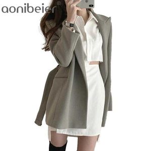 Winter Spring Women Blazers Woolen Formal Jackor Ytterkläder Lace Up Office Lady Wild No Quilted Tops Outwear 210604