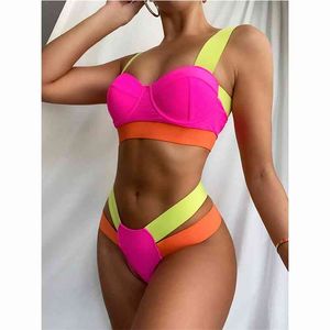 Push up Bikinis High Waisted Swimsuits para mulheres swimwear brasileiro biusini natação ternos Beachwear Tanga Banheira 210621