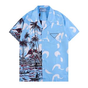 Camicie da spiaggia classiche Blue Cool Men Relax Abbigliamento Casual Fashion Style Stile caldo Estate Prefetto di alta qualità T-shirt da maglietta di alta qualità Lettera Button Bel Apparel V-Neck Soft