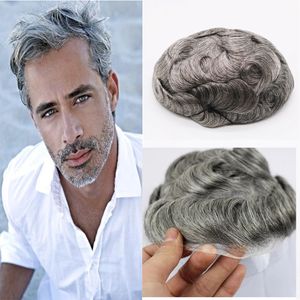 Remy İnsan Saçlı Toupee 0.04-0.05mm İnce Cilt Toupes Erkek Saç Parçaları Kıllar Değiştirme