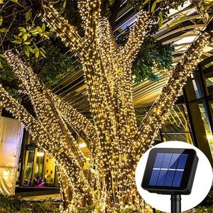 Outdoor Solar Fairy String Lights 105ft 310led Twinkle Lights Vattentät för Xmas Patio Garden Yard Wedding Party Tree Decor 211122