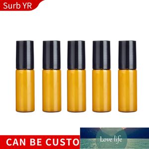 Wholesale 5 ML Roll On Portable Amber Glass Refillable Perfume Bottle Empty Essential Oil Case With Plastic Cap