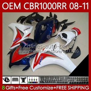 OEM Body For HONDA Fairings CBR 1000 CBR1000 RR CC 2008-11 60No.179 CBR 1000RR CBR1000RR 08 09 10 11 White red blue CBR-1000 1000CC 2008 2009 2010 2011 Injection Bodywork