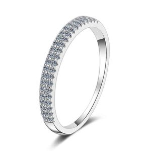 Anziw 925 Sterling Silver Moissanite Diamond 023CT Moda Double Row Half Enternity Pierścionek zaręczynowy dla kobiet Prezenty biżuterii