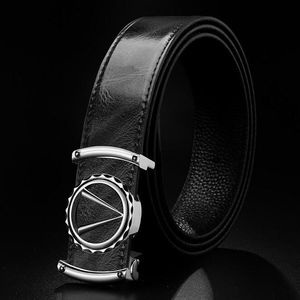 Men leather fashion personality young business leisure cowhide belt middle-aged smooth buckle A8