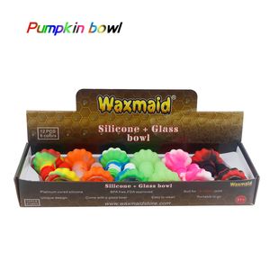 Waxmaid Pumpkin Shaped unbreakable smoking bowl silicone body protection for water bongs suit 14mm 18mm joints with a gift box ship from CA local warehouse on Sale