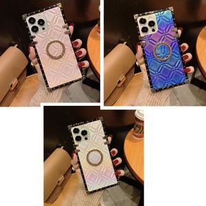 Phone Cases Shockproof Stylish Luxry Clear Square Trunk Cell Covers For iPhone13 12 11 Plus For Samsung S22 S21 Ultra Camouflage Plaid With Holder New