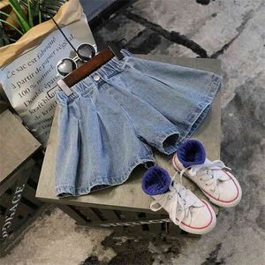 2-8t calções de calça jeans para menina criança criança roupas de bebê verão cintura alta denim saia elegante moda streetwear calças 210723