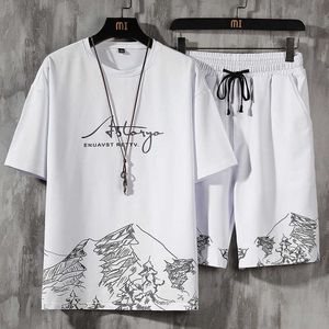 2021 Nouveaux hommes T-shirt + Shorts Set Summer Respirant Casual T-shirt Running Set Mode Harajuku Imprimé Male Sport Suit X0610