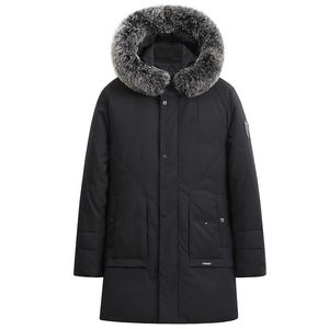Men s Down Parkas Fur Collar Long Jacket Men Winter Windproof White Duck Coats For Male Black Gray Windbreakers Keep Warm Jackets