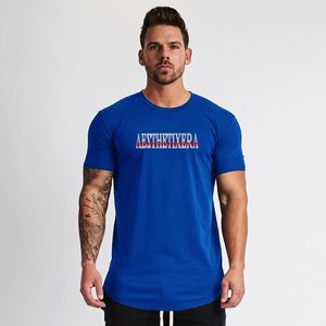 Muscleguys Męskie T Shirt Krótki rękaw Drukowane o Neck T-shirt Bawełniane Tees Topy Męskie Fitness Marka Tshirt Mężczyźni Gyms Odzież 210421