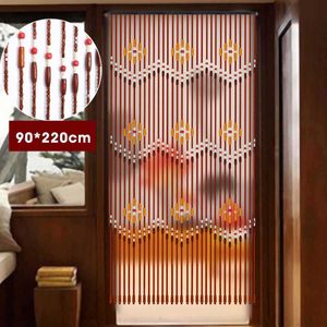 31 Line Wave Handmade Fly Screen Wooden Beads Curtain 90x220cm Wooden Door Curtain Blinds For Porch Bedroom Living Room Divider 210712