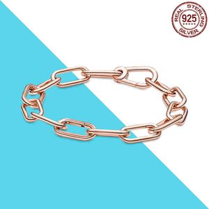 Me Link Chain Bracelet Rose Gold Real 925 Sier Fit Fit Original Marca Encantos DIY para Jóias Brand Fazer presente para amigo