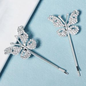 Saç klipsleri barrettes 2pcs kelebek rhinestone çiçek patlaması saç tokası vintage yan klipli düğün ördek