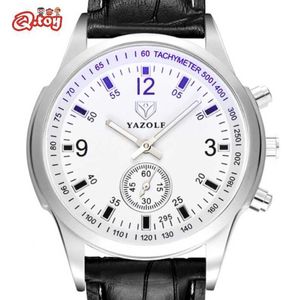 yazole Quartz Men Watch Male Leather Strap Analog Business Casual Thin Luminous Hands Waterproof Wrist Watch for Men Wristwatch G1022