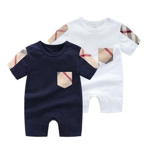 Ubrania dla niemowląt Plaid Bow Romper Body Outfit Bawełna Noworodka Letnia Krótki Rękaw Pajacyki Designer Designer Krajowy Kombinezony