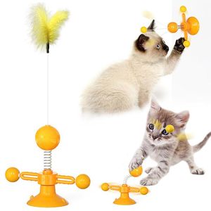 猫のおもちゃペット風車をからかうインタラクティブなおもちゃターンテーブル面白いトレーニングパズル用品