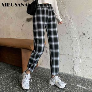 Mulheres Impressa Impresso Calças Harem Primavera Moda Feminino Feminino Cintura Alta Calça Solta Calças Straight Streetwear Sweetpants 210423