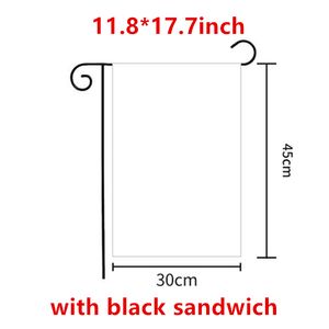 Großhandel! 11,8 * 17,7 Zoll Sublimations-Gartenflaggen mit schwarzer Sandwich-Doppelseite 30 * 45 cm 3 Schichten weiße leere Wärmeübertragungsbanner A12