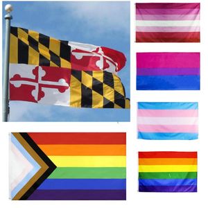 Maryland State Flag MD 3x5FT Rainbow Transgender Gay Pride lesbian bisexual LGBT Banner Flags Polyester Brass Grommets Custom HH21-171
