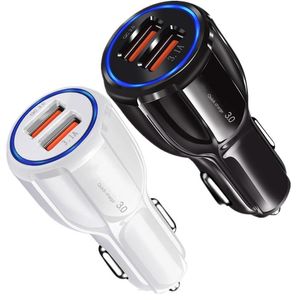 Carregamento rápido rápido QC 3.0 3.1A Adaptador de energia automática Carregador de carro 30w Adaptadores 18W para iPhone x 12 13 14 15 Samsung S10 Nota 8 9 HTC PC GPS