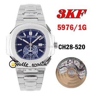 3kf 40mm 5976 / 1G CH28-520C Automatisk kronograf Mens Watch 5976 Blue Texture Dial 316L Stainless Steel Armband Stopwatch Sport Klockor HWPP Hello_Watch